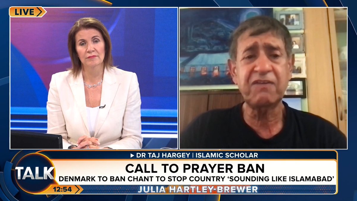 🚨Islamic scholar Dr Taj Hargey says the call to prayer should be banned in Britain. Dr Taj Hargey: "I do not want to live under Sharia law and muslim governance. The moment this becomes the Islamic Republic of Britain, I'm out of this country." Julia Hartley-Brewer