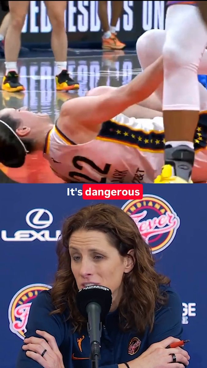 Stephanie White went off on the officials for not calling what she deemed two "cheap shots" on Caitlin Clark. Clark exited in the second half because of back issues.