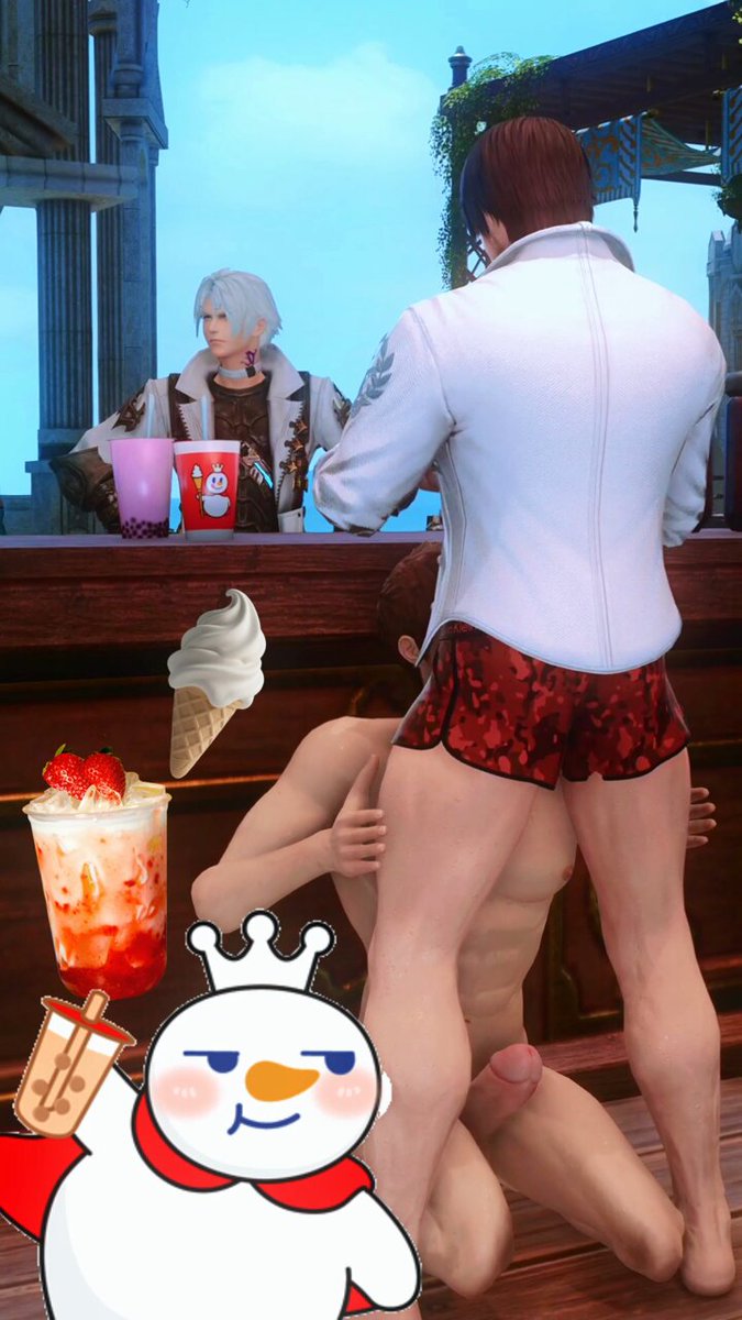 🍦Ice cream &amp; tea🧋 Oh,do you like MALE TEA?🥵 (🔞FULL📷animation) #GAY #chudai #ffxivnsfw #NSFW #3D #animation