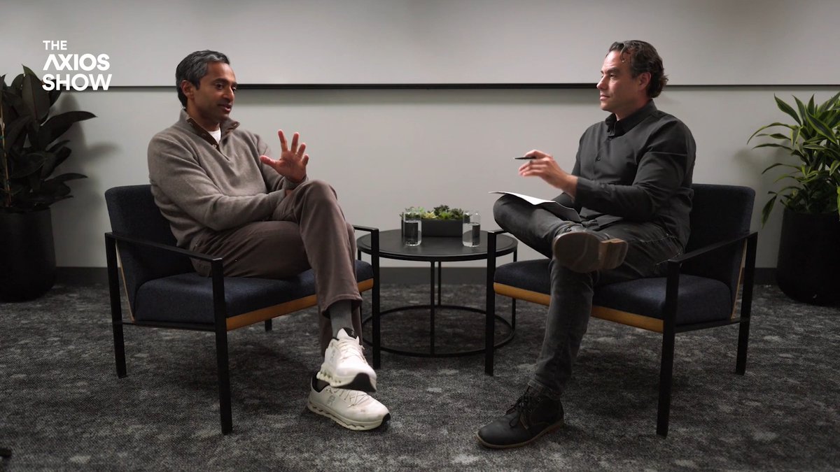 NEW on The Axios Show: Chamath Palihapitiya describes what it's like to talk about AI with President Trump: "He's really curious, he's really smart, his intuition is off the charts...When I anchor him to the other people in business that I've interacted with, he's really up there."