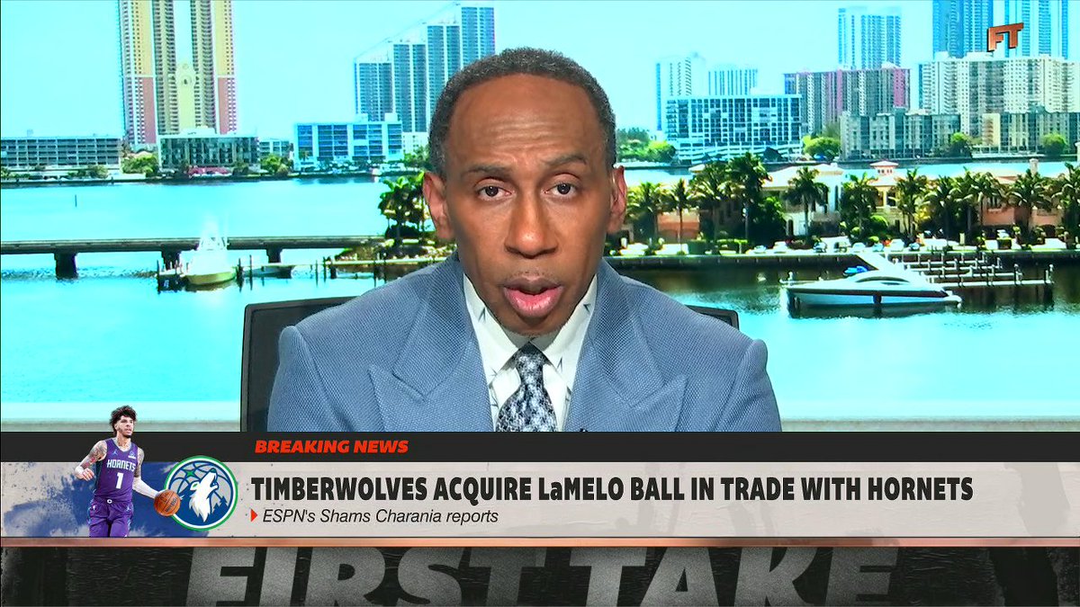 "[LaMelo Ball] can score, but his gift is passing the basketball, and look who he's passing it to, a superstar, if ever there was one, in [Anthony Edwards]." —Stephen A Smith on LaMelo Ball teaming up with Anthony Edwards in Minnesota 👀