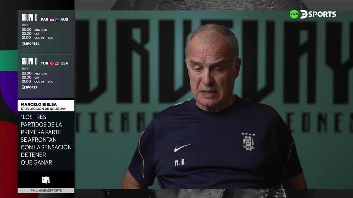 "TENGO ESPERANZA POR LOS ANTECEDENTES QUE TIENE EL FÚTBOL URUGUAYO, LA URGENCIA NOS VA A MEJORAR" La palabra de Marcelo Bielsa, DT de Uruguay, antes del duelo con España que definirá la suerte de la Celeste en el #MundialEnDSPORTS. #FIFAWorldCup | #DSPORTSNoticiasLite