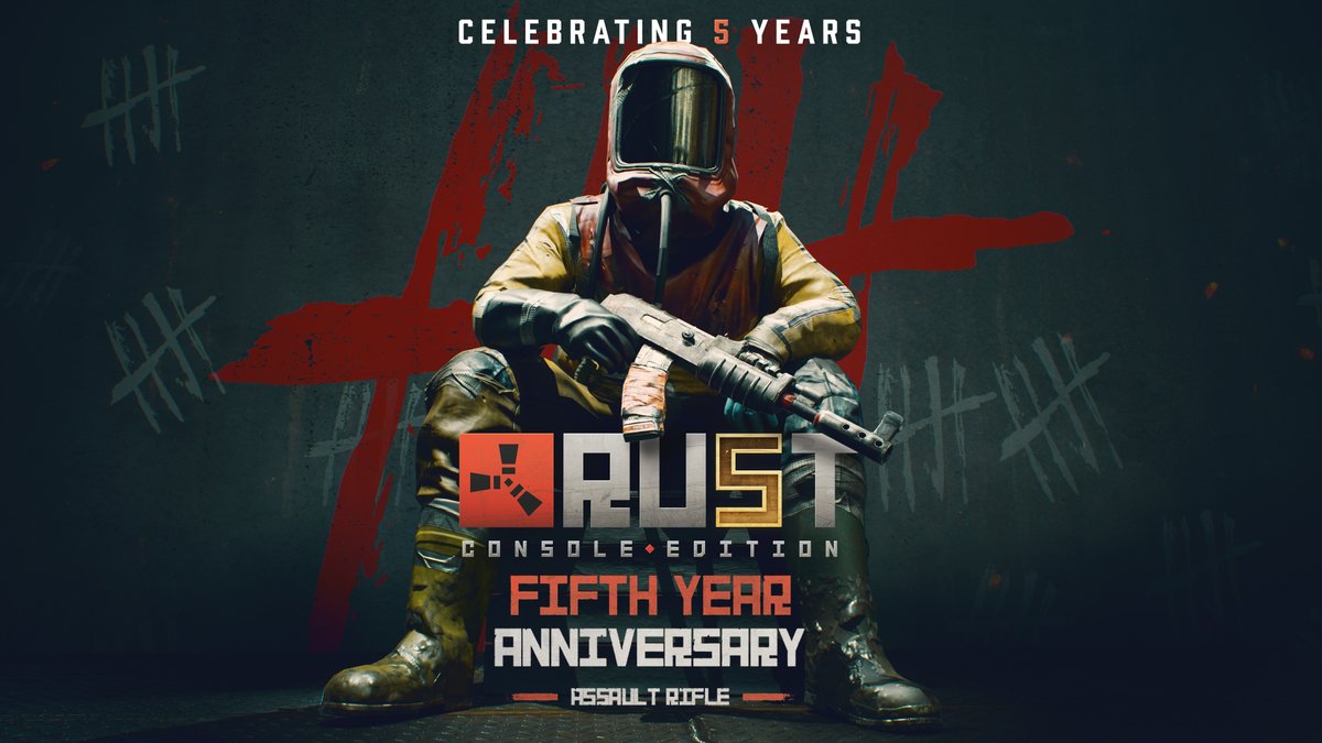 Free Giveaway incoming! The Fifth Year Anniversary Assault Rifle goes live with today's wipe. You can claim it from the Platform Stores starting today at 6PM UTC - the giveaway runs until July 9th, don't miss out!