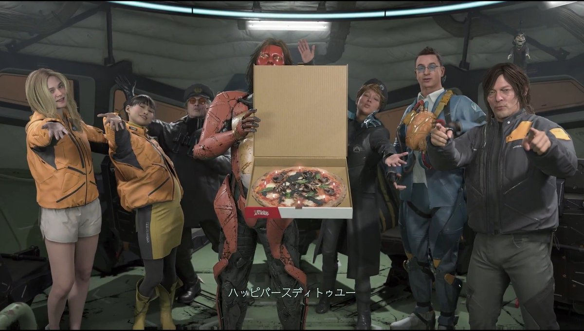 本日で『DEATH STRANDING 2: ON THE BEACH』発売1周年👍👍👍 今日はケーキ……じゃなくてピザで、ハッピーバースデーをお祝いしましょう🍕 #DeathStranding2 #デススト2