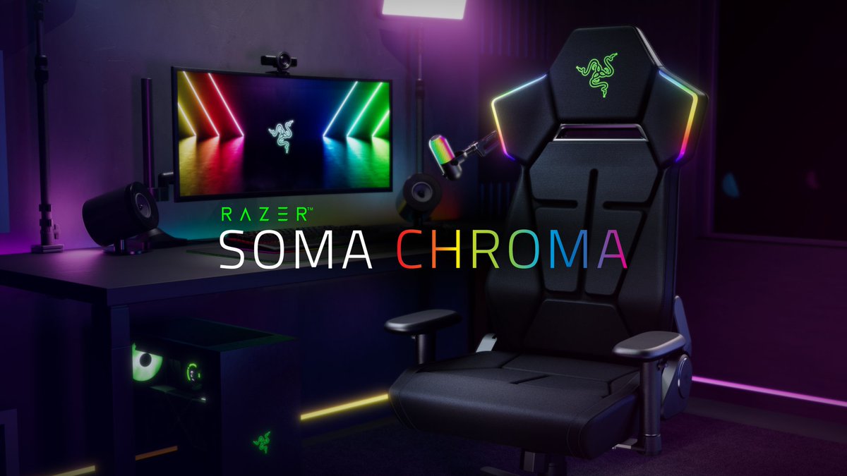 Step into full-spectrum gaming with Razer’s most immersive gaming chair powered by Razer Chroma RGB: The Razer Soma Chroma extends Reactive Game Lighting beyond your desk and into your seat, seamlessly syncing with your Razer Chroma RGB-enabled setup to surround every moment with real-time visual feedback. Experience what it feels like to play fully immersed.