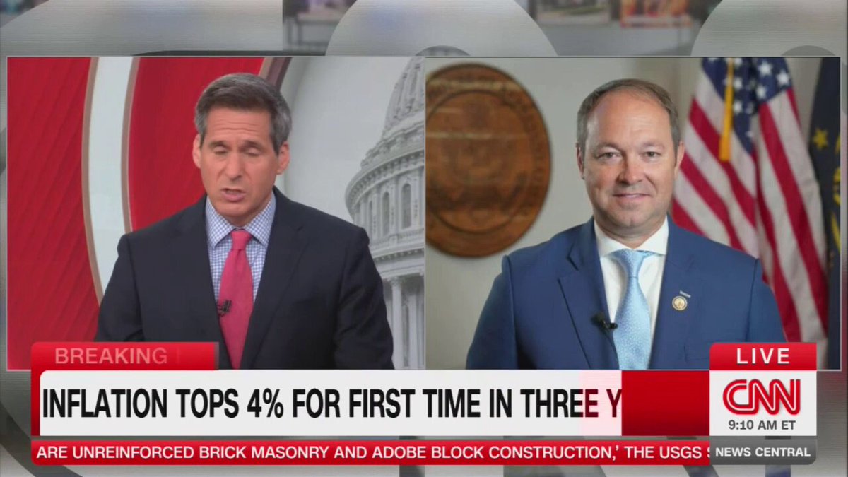 GOP Rep. Marlin Stutzman claims that inflation over 4 percent (a three year high!) is "just a sign of a strong economy"