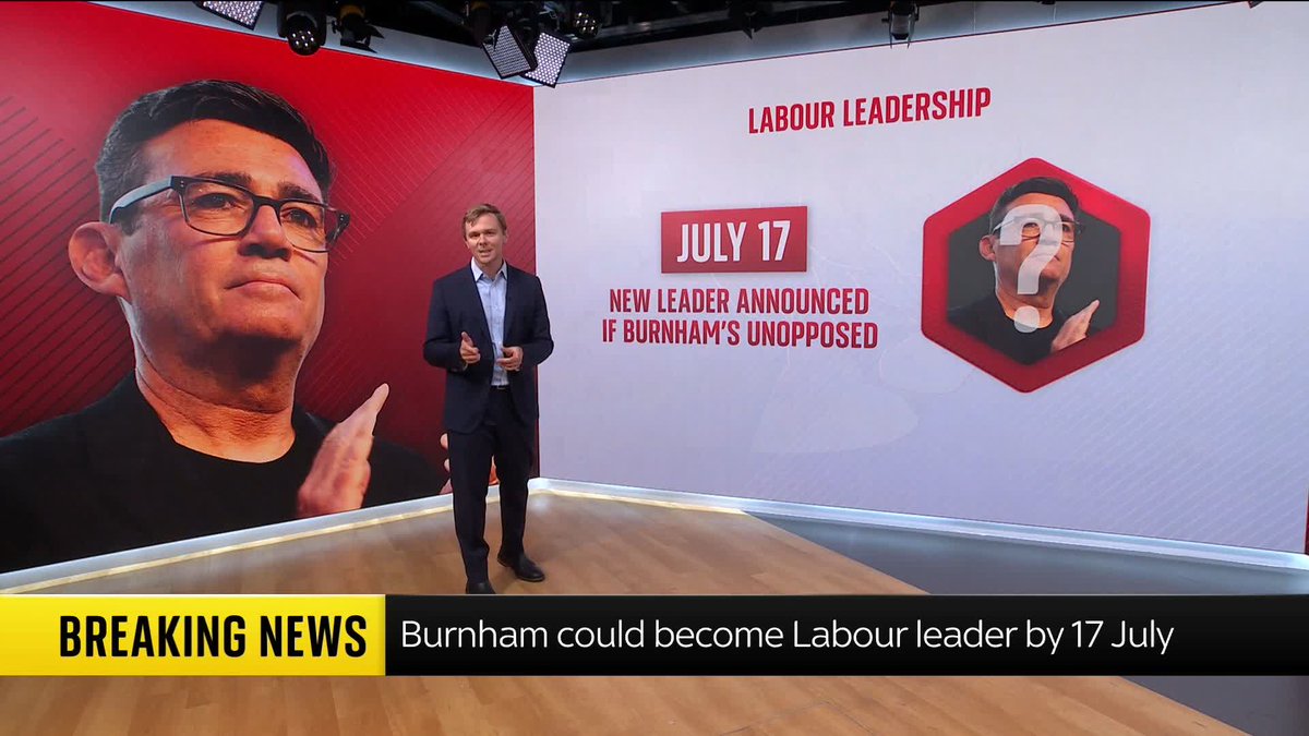How will the Labour Party pick its new leader - and our next prime minister? @RobPowellNews talks us through the timetable, which could see Andy Burnham announced as leader on 17 July, if there are no other candidates ⬇️ Latest: 📺 Sky 501 and YouTube