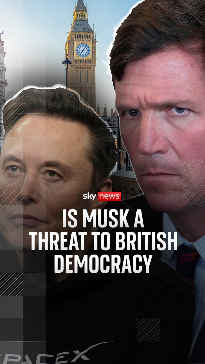 I press Tucker Carlson for a response on Elon Musk’s claim that civil war is inevitable in Britain. The full interview is out now on Sky News' YouTube channel: