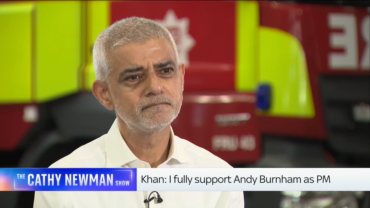 "When London does well, the country does well." Sadiq Khan rejects the idea that London could be forgotten under Andy Burnham's premiership, telling @CathyNewman that he would "fully support" the former Greater Manchester mayor as PM. Read more: