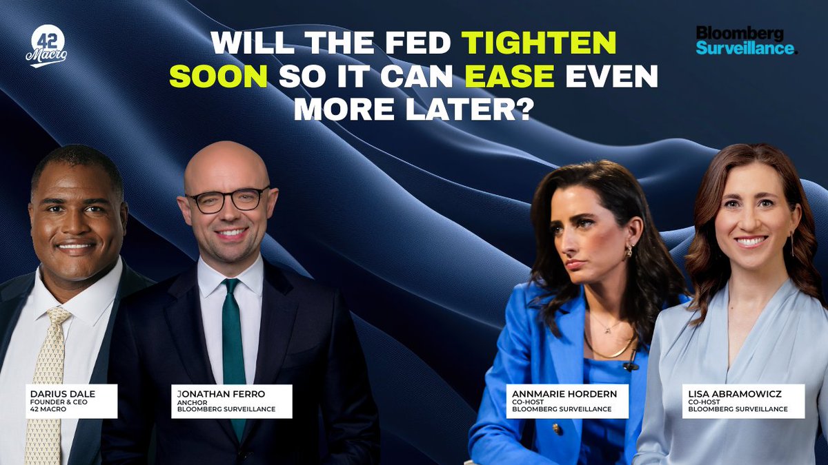 Will the Fed Tighten Soon So It Can Ease Even More Later? Darius Dale joined Jonathan Ferro, Lisa Abramowicz, and Annmarie Hordern to discuss why the Fed may tighten financial conditions in the near term to create scope for much easier policy later, and why any meaningful pullback in risk assets should be viewed as a buying opportunity within the 42 Macro Paradigm C bull market.