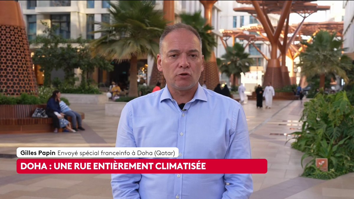 🔴 🗣️ Doha : une rue entièrement climatisée "Cette vie sous climatisation a un coût, 70 % de l'énergie consommée au Qatar est due à la climatisation", rapporte notre envoyé spécial à Doha Gilles Papin. Loïc de La Mornais #SurLeTerrain #Canal16