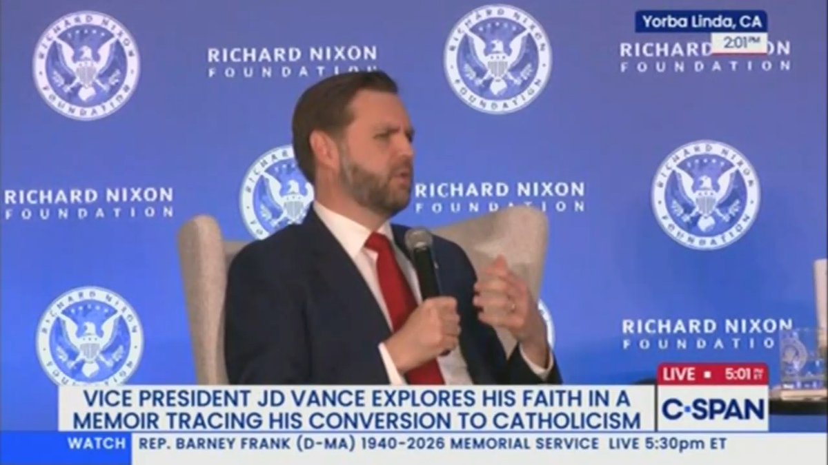 Vance: We've people outside hollering at us in Spanish. By the way, the vice president can't understand what you're protesting about if you don't speak the language of everybody else here.