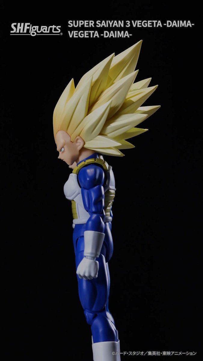 『#ドラゴンボールDAIMA』より 魂ウェブ商店で6月28日(日)23時受注締切となる「S.H.Figuarts スーパーサイヤ人3ベジータ-DAIMA-」の試作品の回転動画を公開！ 別売りの「ベジータ-DAIMA-」との対比で、こだわりの造形をチェックしよう!! #t_shf #dragonball #DAIMA