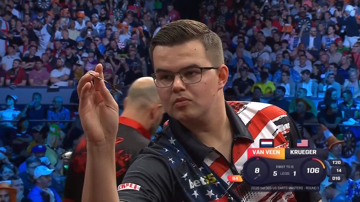 VAN VEEN KO's KRUEGER! Gian van Veen eases through to Finals Day in New York! The Dutchman punishes a nightmare doubling display from Fred Krueger to complete a 6-1 success! 📺 #USDarts2026