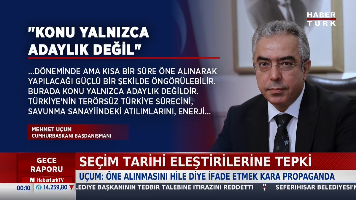 ''16 Nisan 2028 öne alınmış seçimdir.'' Uçum: ''Seçimin 3 hafta öne alınması 'erken seçim' değildir.''
