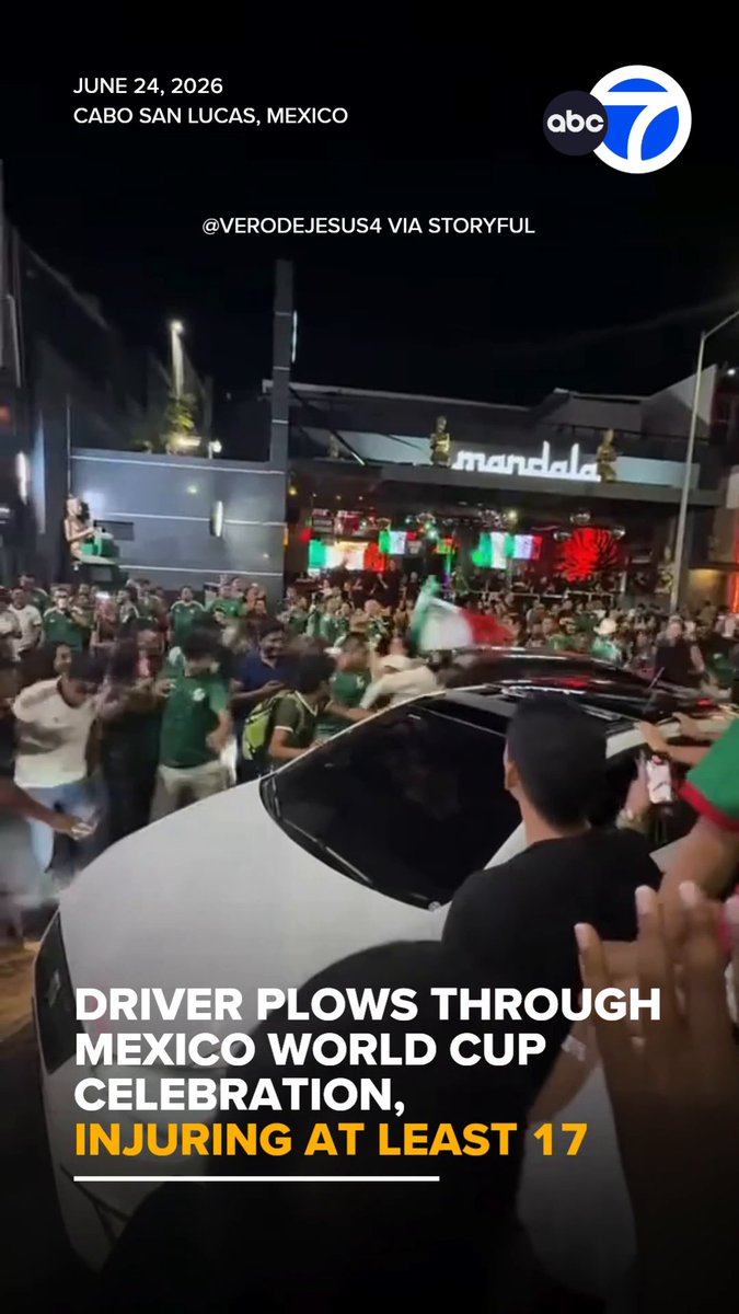 At least 17 people were injured after a driver plowed through a crowd in the popular resort city of Cabo San Lucas, Mexico, on Wednesday, June 24, according to officials. Los Cabos City Council said the incident occurred as fans were celebrating the Mexican national team’s victory in their World Cup match against Czechia that night. The driver of the vehicle was detained at the scene and transported to the hospital under police custody, according to officials.