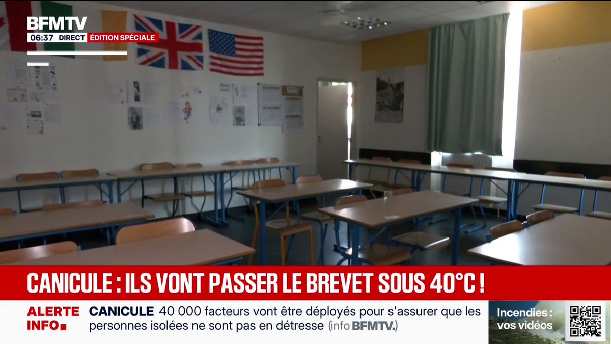 🗨️ "Je n'ai vraiment aucune envie de réviser" Les 850.000 collégiens français vont passer l'épreuve de français du brevet sous 40°C en pleine canicule