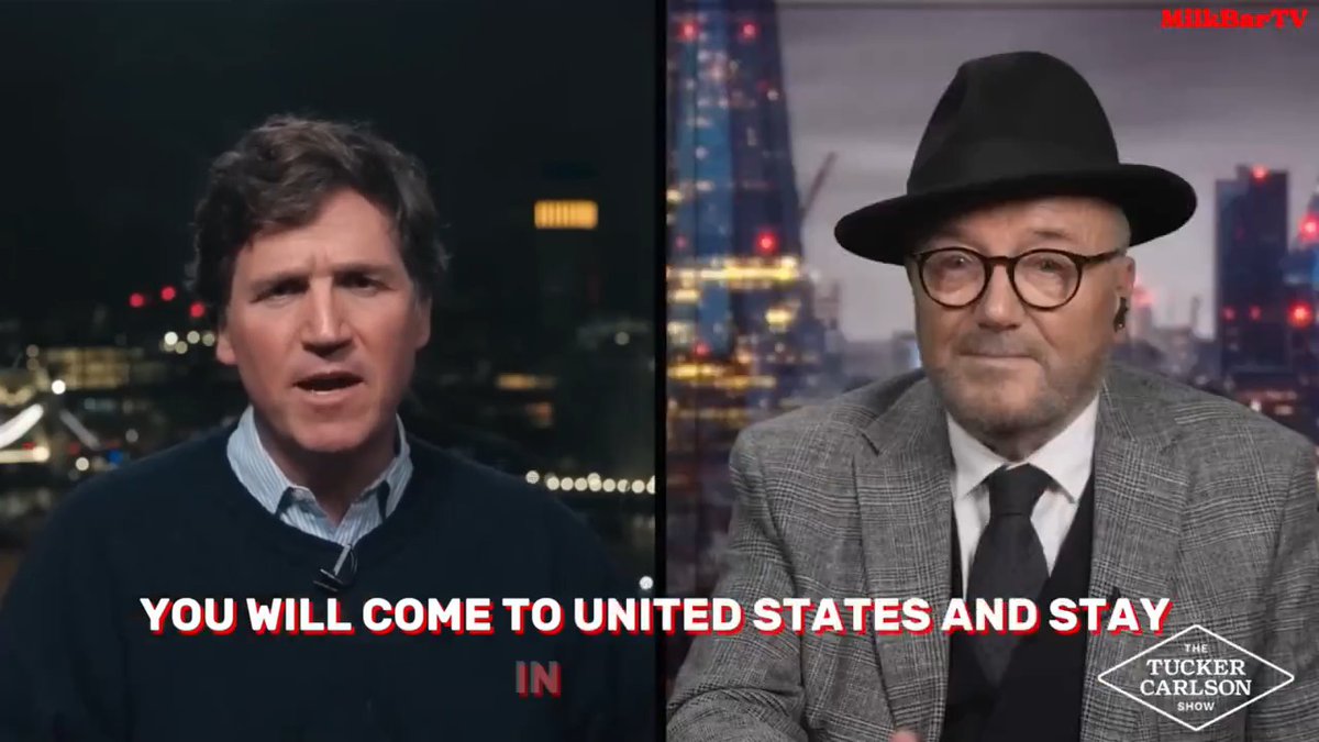 THIS is who Tucker Carlson believes should be Prime Minister of the UK and openly admires... “I just love George Galloway.” A self-described socialist who pushed for full-blown, China-style lockdowns in the UK during COVID; praised some of the world’s worst regimes, including Chávez, Castro and Saddam Hussein; worked for Russian and Iranian state media; aligned himself with Iran’s theocratic regime; and backed Hamas and Hezbollah. Tucker Carlson told Galloway on Tucker's show: "I didn't even know much we agreed on."