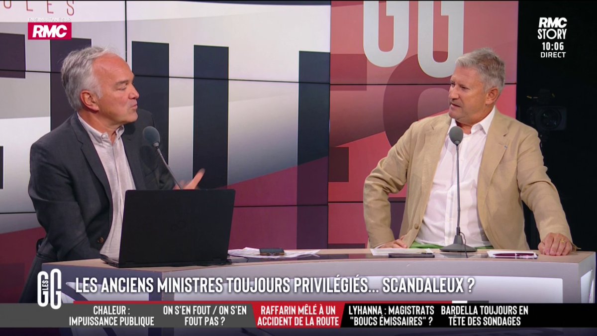 💥 Clash dans les GG : "Tu cries, ce n'est pas pour ça que tu as raison." 🗣️ Emmanuel de Villiers : "On peut tout dire par démagogie, mais un ancien Premier ministre ne doit pas revenir à la vie civile sans protection." 🗣️ Olivier Truchot : "Pas besoin d'un gyrophare pour Raffarin." #GGRMC