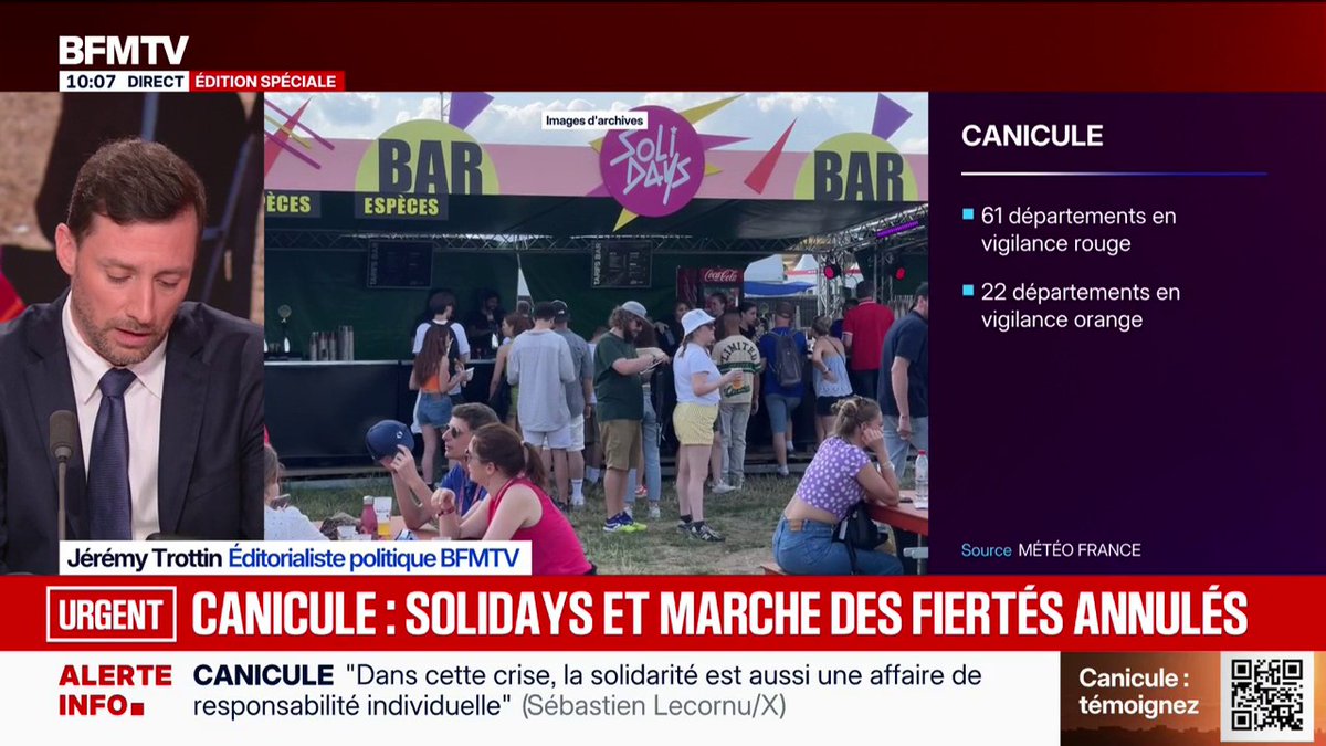 Canicule: le préfet de police de Paris interdira le festival Solidays et la marche des fiertés s'ils ne sont pas annulés par les organisateurs