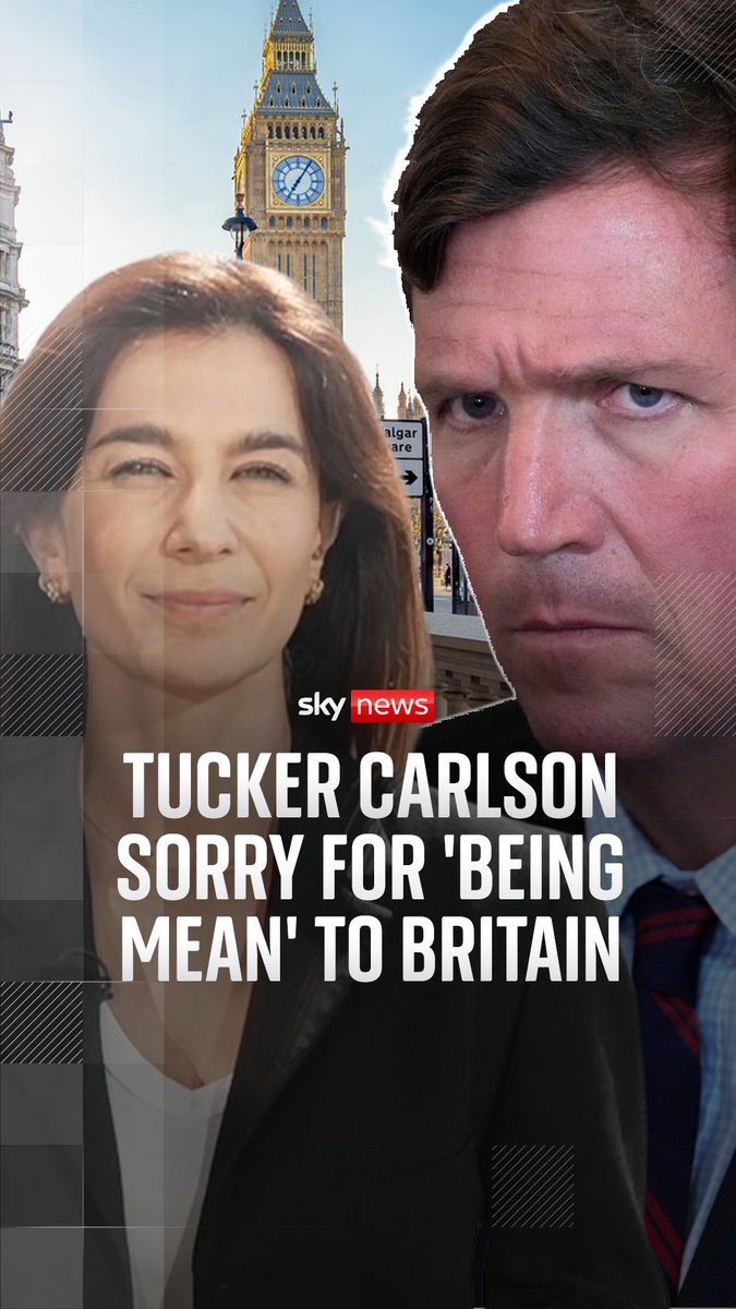 Tucker Carlson says that he is sorry for 'being mean' to Britain. Political commentator @tuckercarlson tells me that his criticisms of Britain are projections of his frustrations with the U.S. The full interview is out now on Sky News' YouTube channel: