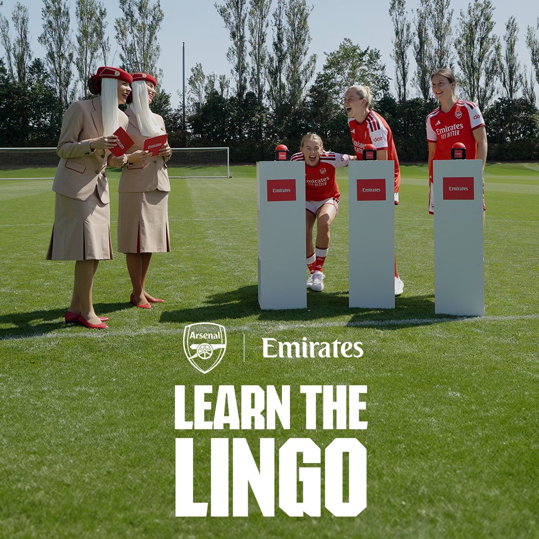 Can our Gunners moonlight as Cabin Crew? ✈️ Alessia Russo, Lotte Wubben-Moy and Chloe Kelly take on the Learn the Lingo challenge. 🤝 Emirates