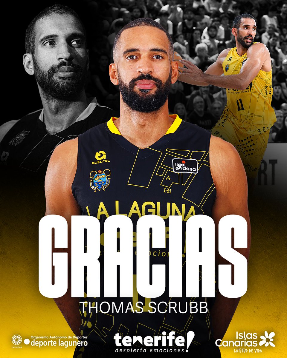OFICIAL | Thomas Scrubb no seguirá en La Laguna Tenerife tras finalizar su contrato ➡️ Todo un ejemplo de profesionalidad y compañerismo. ¡Gracias por todo y mucha suerte en el futuro! 🤝