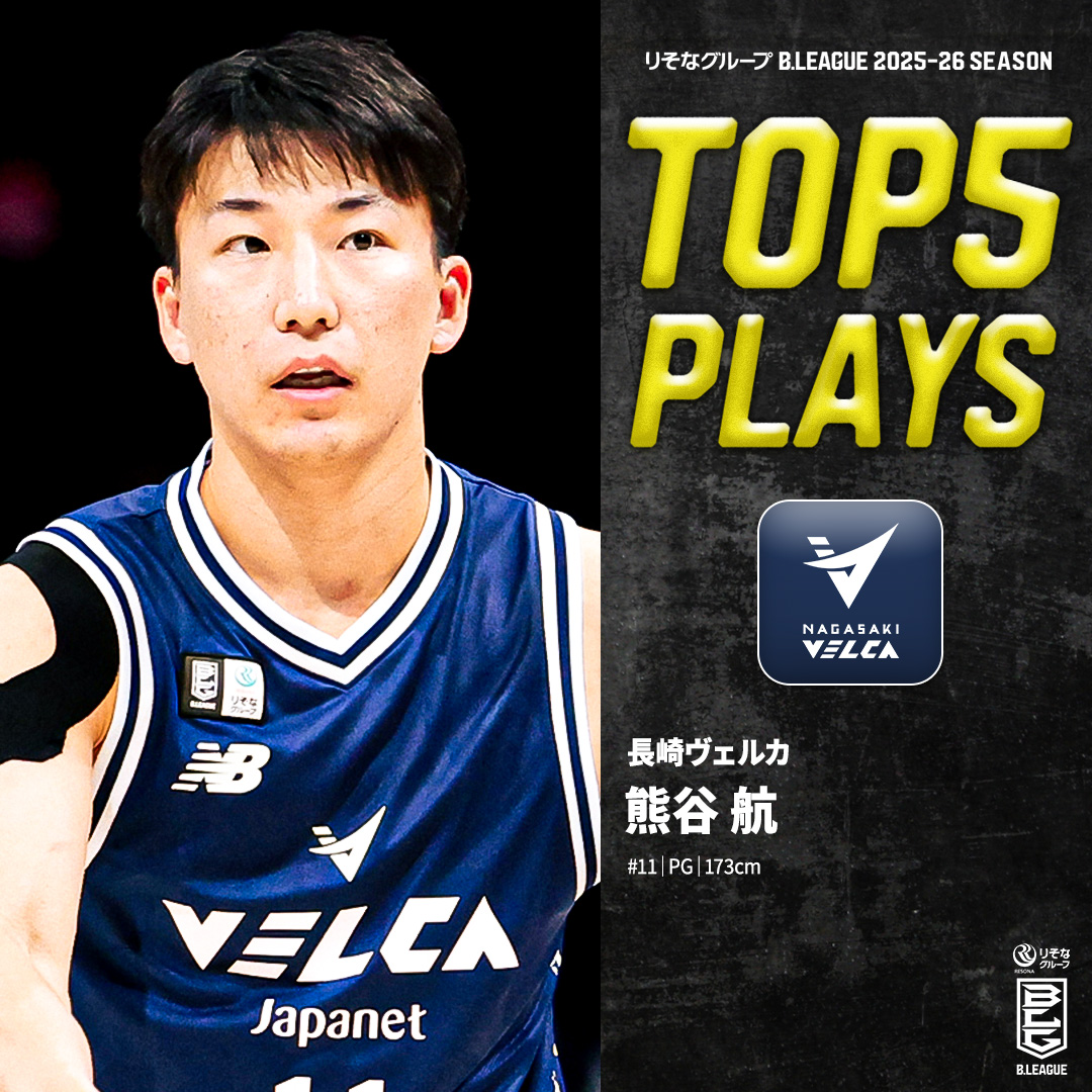 ⛹️‍♂️TOP5 PLAYS｜2025-26シーズン 鋭いアタックとゲームメイクで流れを変える⚡️ 優勝へと導いた攻撃型PG・クマコー🐻 長崎#11 熊谷 航（PG｜173cm） ※所属,画像,映像は2025-26シーズン 熊谷航 kou kumagai 長崎ヴェルカ 公式 #Bリーグ #りそなグループ