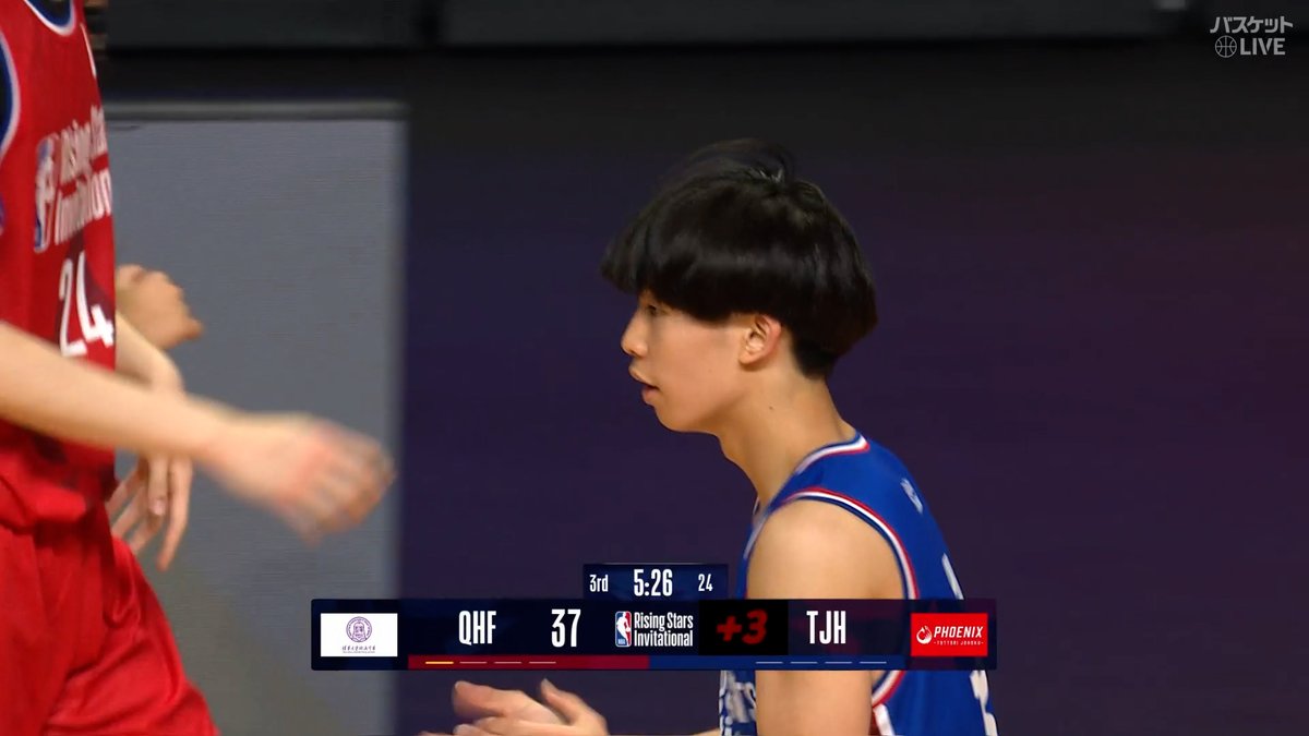 ここで来た！！ゲームの流れを引き寄せる角威武輝の連続スリー👌 🇯🇵#鳥取城北 vs #清華大附中🇨🇳 #バスケットLIVE ライブ配信中📡 ▼視聴はコチラ #NBARisingStarsInvitational2026 #高校バスケ
