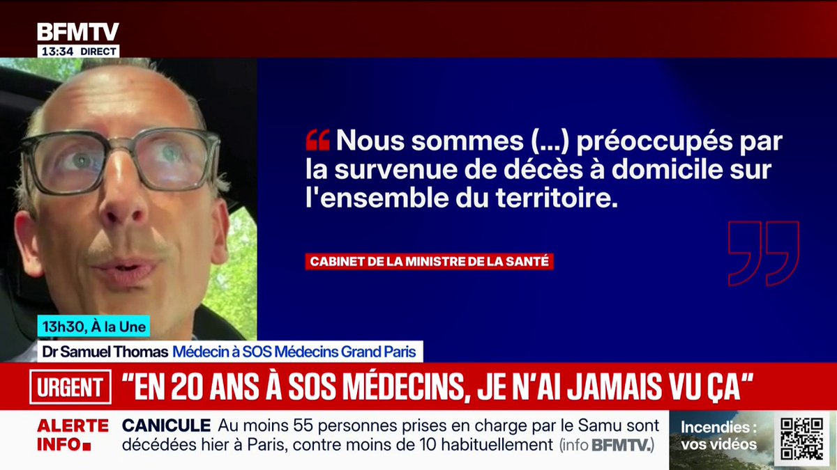 Canicule: "En 20 ans de SOS Médecins, je n'ai jamais vu ça", déclare le Dr Samuel Thomas