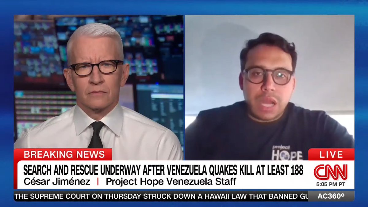 🇻🇪 | DESASTRE EN VENEZUELA: "Es una escena desgarradora en este momento": el voluntario del Proyecto Hope, César Jiménez, viajó a La Guaira, Venezuela, duramente afectada, en las secuelas de dos terremotos devastadores donde dice que aún hay cientos atrapados bajo los edificios.