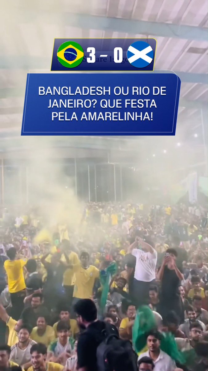 🇧🇩🇧🇷 A festa em Bangladesh, na Ásia, no jogo do Brasil contra a Escócia. Detalhe: o jogo começou às 4h da manhã no horário local. 🗞️ ESPN Brasil | SportsCenter Brasil 🎥 rakib.haquee (IG)