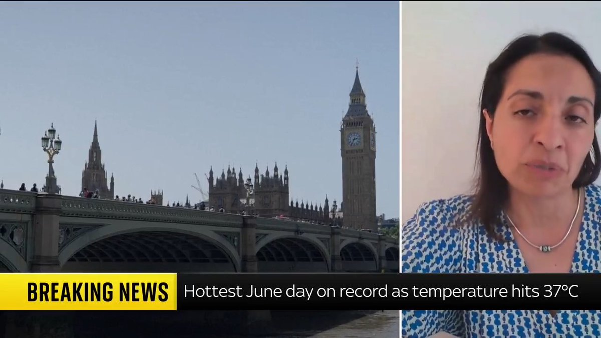BREAKING: Another new record set for June heat - as temperature soars again to 37C in Santon Downham, West Suffolk Professor Mumtaz Patel joins Mhari Aurora to discuss the impact of the rising temperatures on the NHS 📺 Sky 501, Virgin 602