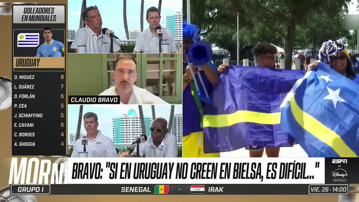 "SI EN URUGUAY NO TIENES 11 TIPOS CREYENDO EN LO QUE ÉL TE ESTÁ TRATANDO DE CONVENCER, ES DIFÍCIL", Claudio Bravo analizó el presente de la Celeste de Bielsa. ⚡ #ESPNMundial 📺 Mirá los mejores partidos de la #FIFAWorldCup por ESPN, en el Plan Premium de #DisneyPlus