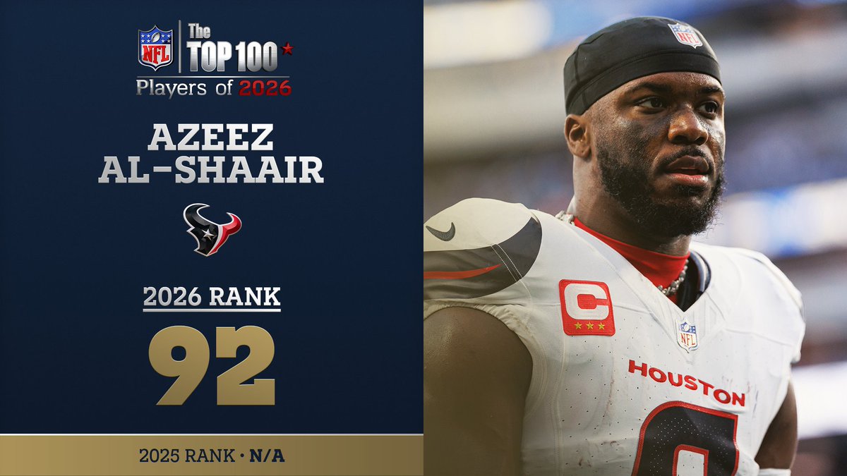 No. 92 on the NFL Top 100 Players of 2026… Houston Texans LB Azeez Al-Shaair! NFL Films
