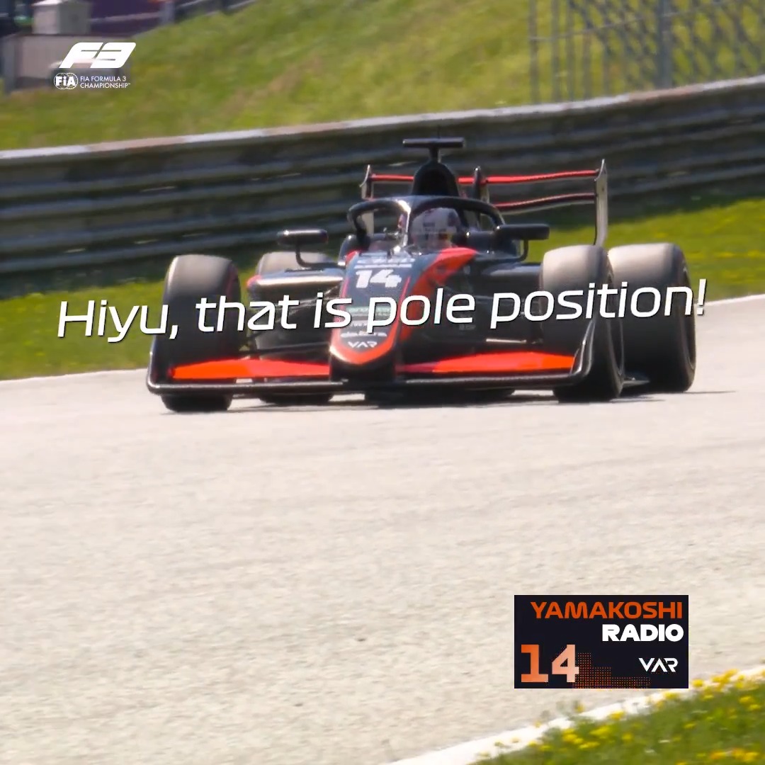 "Please, please, please" 📻🙏 You don't need to beg 山越陽悠(Hiyu Yamakoshi), that is your first @Aramco Pole Position Award 👏🏆 #F3 #AustrianGP