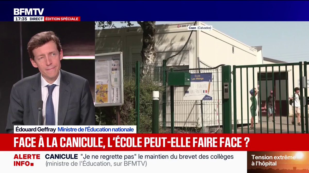 Canicule: Edouard Geffray estime qu'il faut climatiser les établissements scolaires "là où c'est nécessaire"
