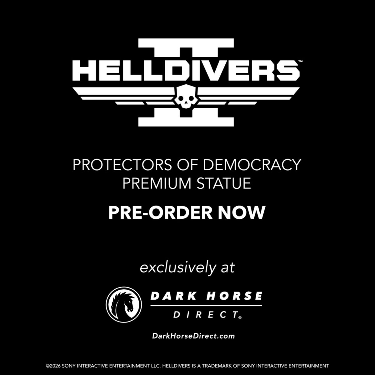 The HELLDIVERS™ 2: Protectors of Democracy Premium Statue is the perfect tribute for all Helldivers who fought bravely to defend democracy. Limited to 500 units, get yours before July 2nd and save $20! Dark Horse Comics Arrowhead Game Studios @playstation