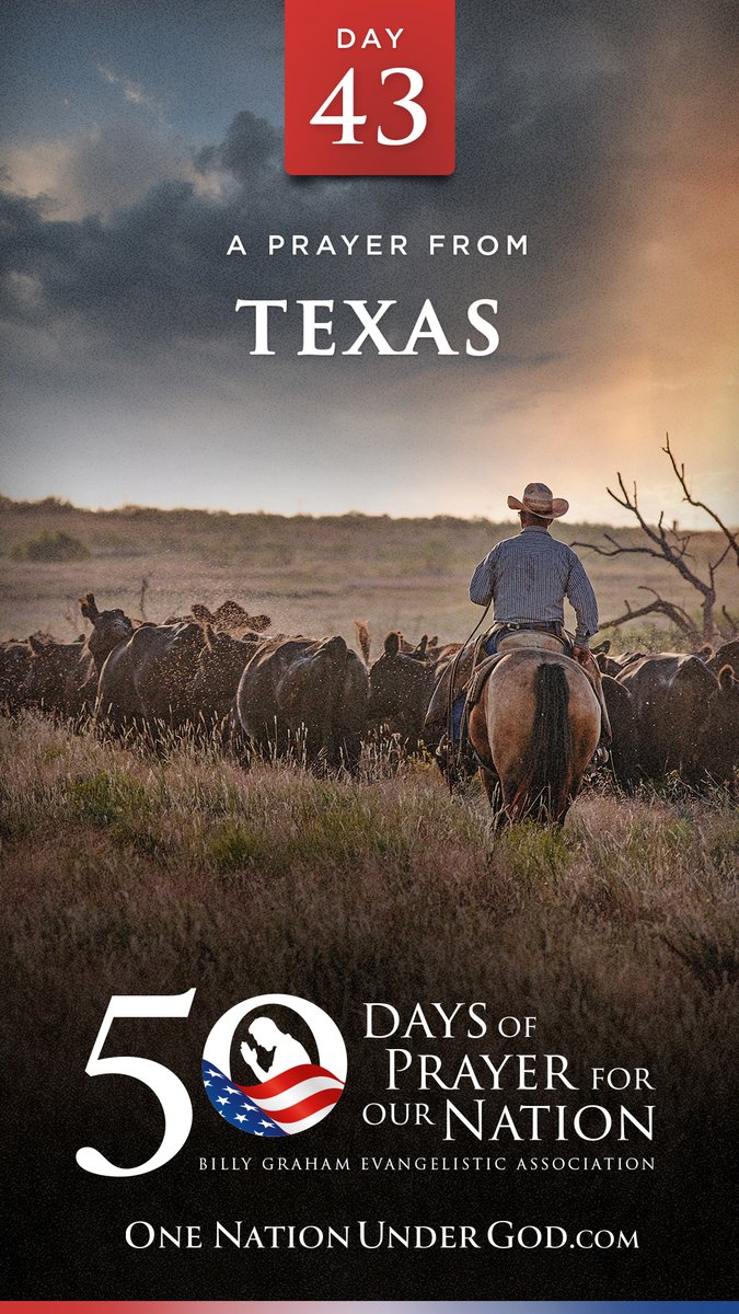 For the 50 days leading up to July 4, we have 50 pastors from 50 states leading us in prayer for our nation. Join us now for DAY 43 with Pastor Jack Graham from TEXAS and share this with others. Let us know youโre praying in the comments below, and go to for all 50 videos and moreโฆ #OneNationUnderGod #50Days50States50Prayers BGEA