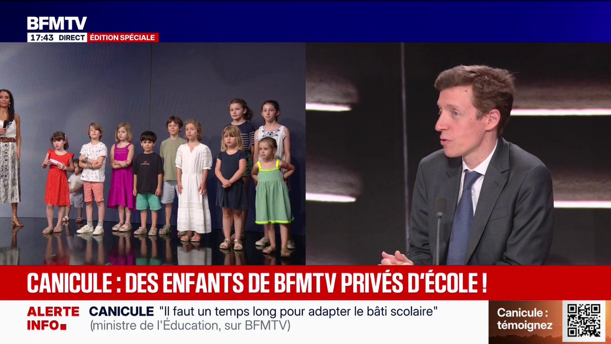 Climatisation à l'école, écoles fermées... Édouard Geffray, ministre de l'Éducation nationale, répond aux enfants des salariés de BFM qui n'ont pas école aujourd'hui