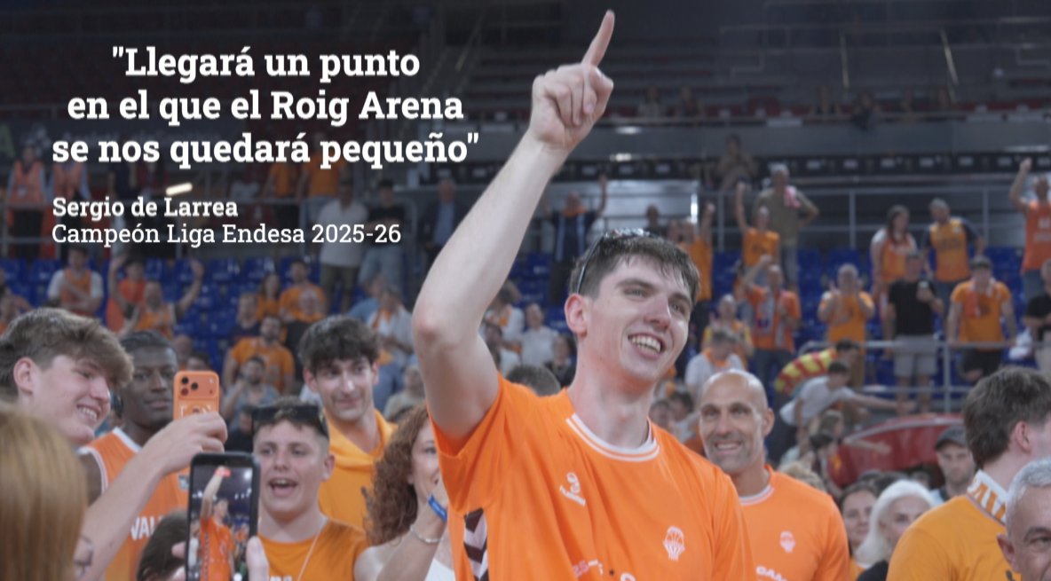 💫 "Llegará un punto en el que el Roig Arena se nos quedará pequeño". Sergio de Larrea ha sido una parte importante del crecimiento y los logros de Valencia Basket Club y así se lo ha hecho ver la afición en todo momento. Las palabras de Sergio De Larrea Asenjo, CAMPEÓN de la #LigaEndesa 2025-26🏆 | #PlayoffLigaEndesa