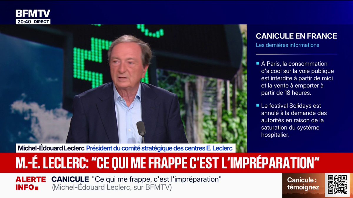 Climatiseurs, ventilateurs dans les magasins Leclerc: "Il n'y a pas de rupture", assure son président Michel-Édouard Leclerc
