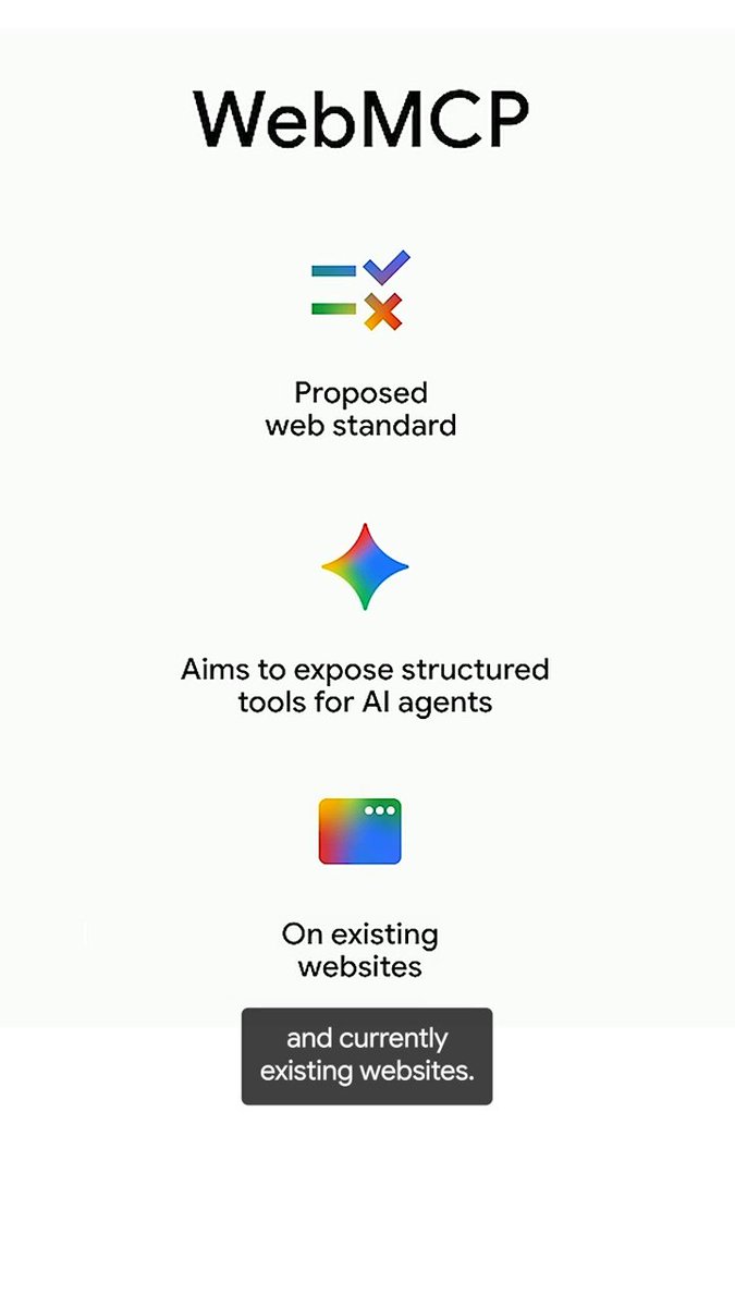 It can be challenging for AI agents to solve complex user intents by synthesizing signals like screenshots, the DOM, and the Accessibility Tree. Enter WebMCP, a proposed web standard that aims to expose structured tools for AI agents directly on existing websites, now in origin trial ⬇️