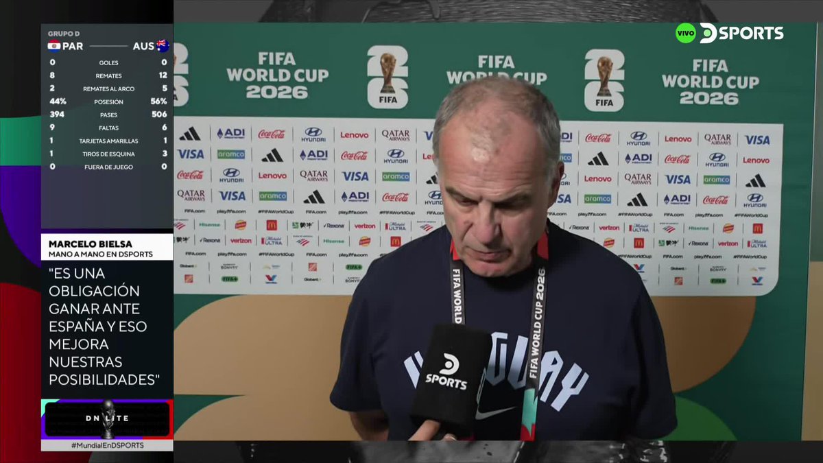 🗣️🇺🇾 “Es casi una obligación y mi sensación es que eso mejora nuestras posibilidades. Vamos a tratar de jugar protagonizando” Marcelo Bielsa previo al decisivo Uruguay vs España en DSPORTS Uruguay