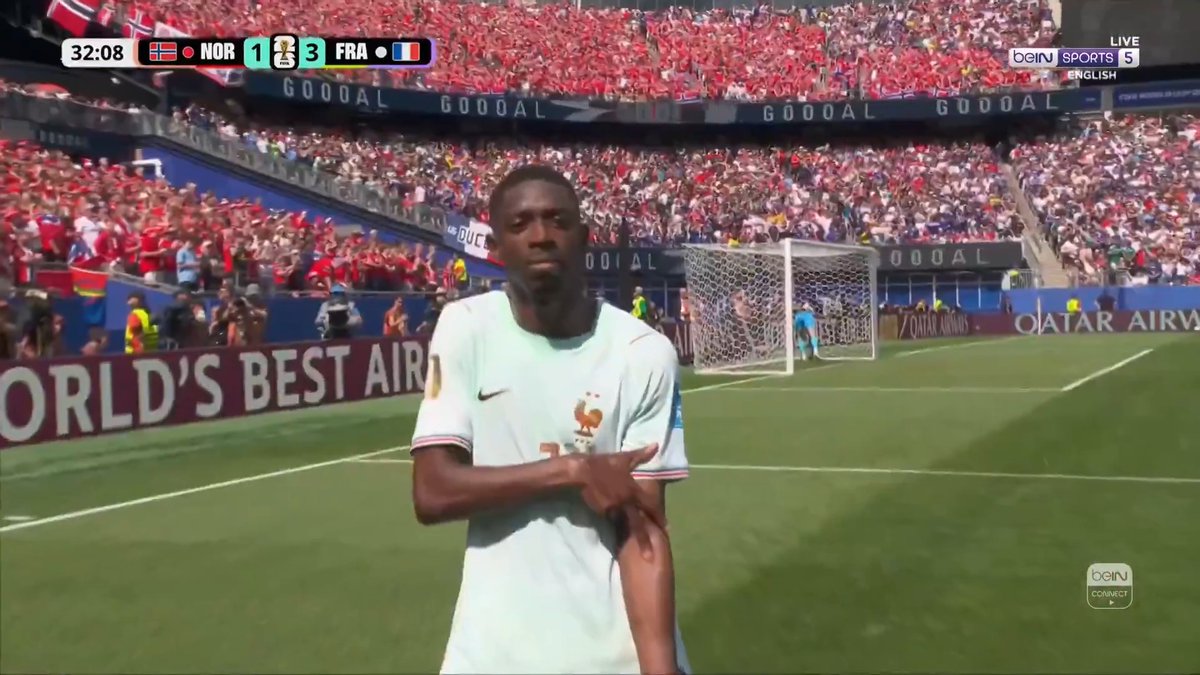 GOAL! Sensational. It's taken Ousmane Dembélé less than 32 minutes to score a FIFA World Cup hat-trick 🎩🔥 🇳🇴 Norway 1-3 France 🇫🇷 #FIFAWorldCup | #beINWC26 | #France