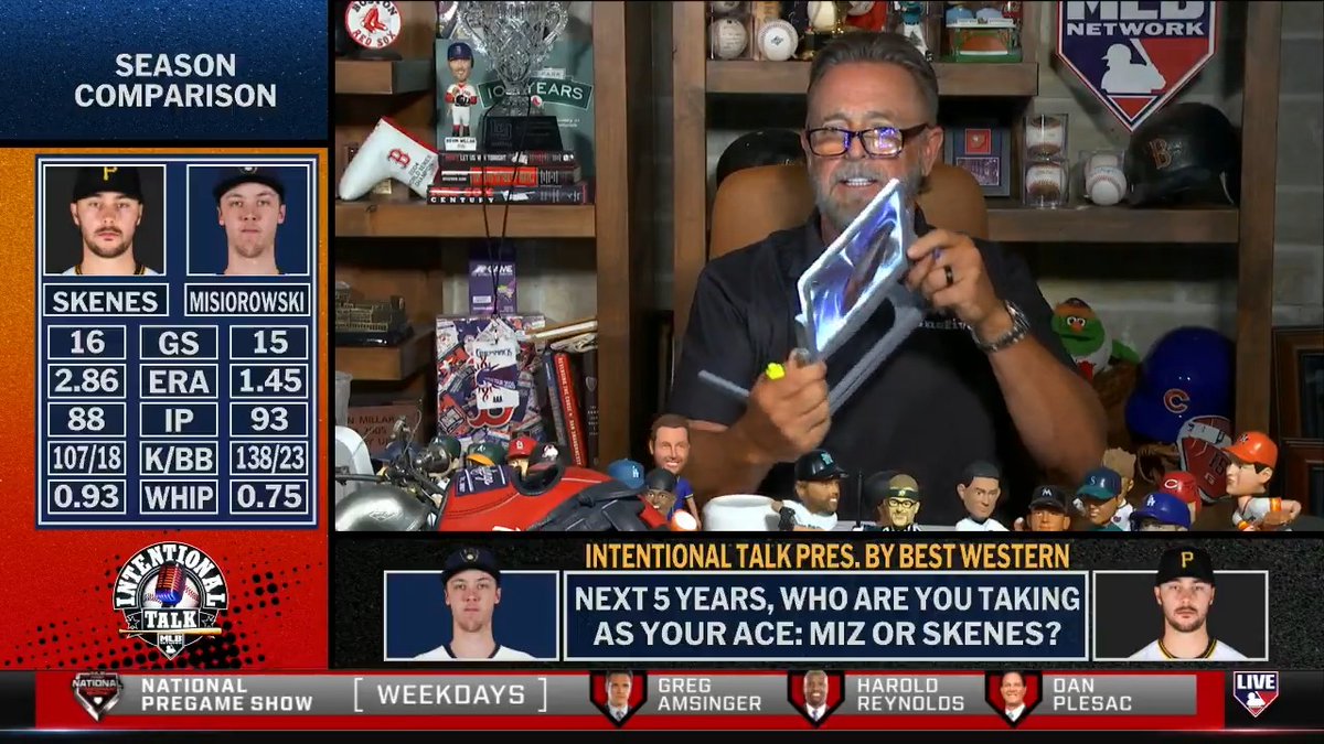The Miz takes the mound tonight in Milwaukee while Paul Skenes starts for the Pirates in Pittsburgh 🍿 Which ace would you rather have for the next five years? Siera Santos | Kevin Millar