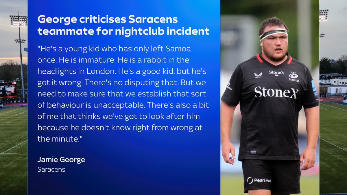 Jamie George has criticised Saracens teammate Totoa Auvaa's "unacceptable" behaviour at a nightclub which led to Ben Stokes and Gus Atkinson being dropped by England.
