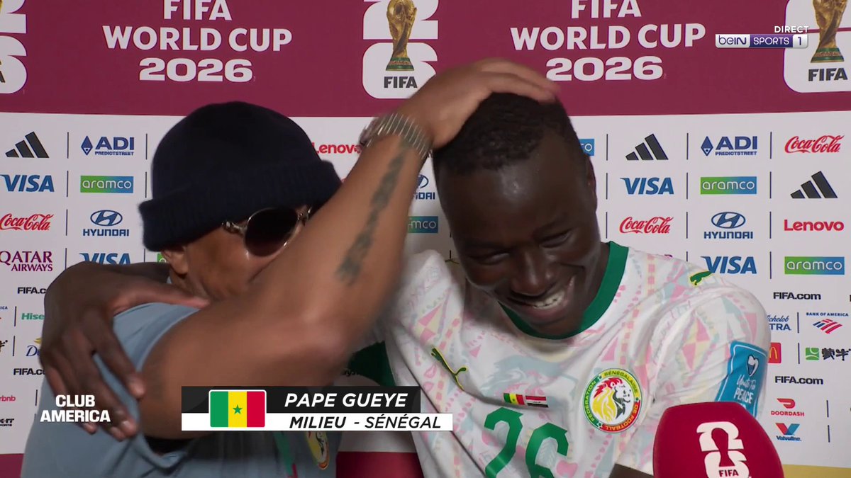 ๐๐ #ClubAmerica ๐ธ๐ณ El-Hadji Diouf qui fรฉlicite Pape Gueye en pleine interview aprรจs son doublรฉ ๐ซ #beINFWC2026