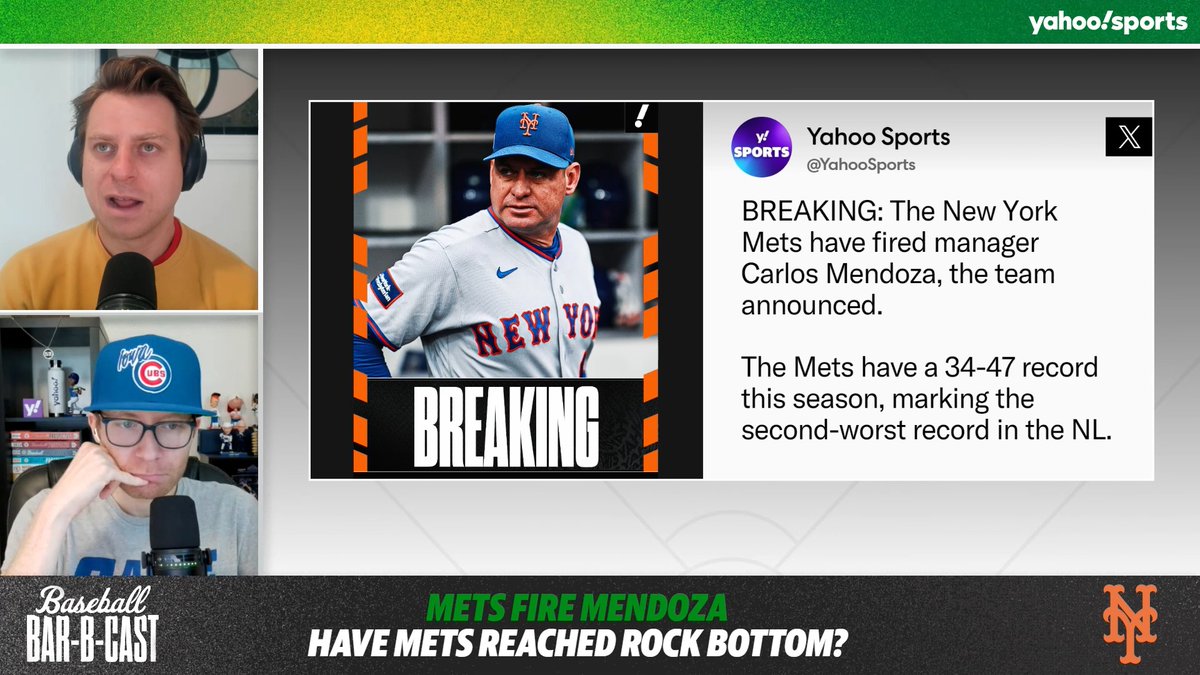 .Céspedes Family BBQ breaks down how New York Mets have much bigger issues than manager Carlos Mendoza after he was fired on Friday. (via Baseball Bar-B-Cast)