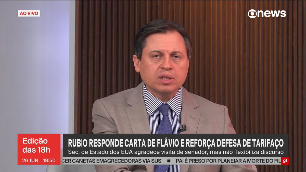 Marco Rubio diz que Flávio Bolsonaro ofereceu time de transição de governo à disposição dos EUA se eleito. ➡ Assista à #GloboNews ao vivo: #Edição18